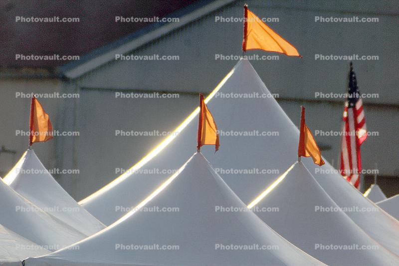 Tent tops, cones, flags, Golden Gate Bridge 75th Anniversary