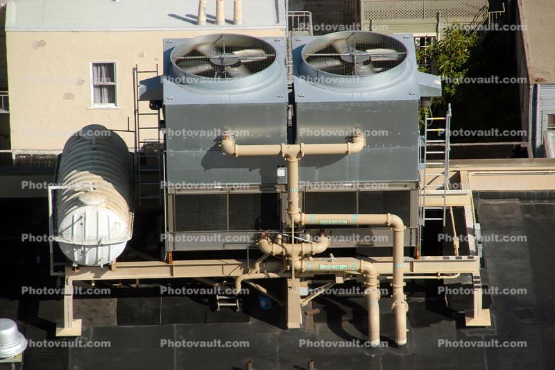 HVAC, air conditioning unit, roof, rooftop, fans