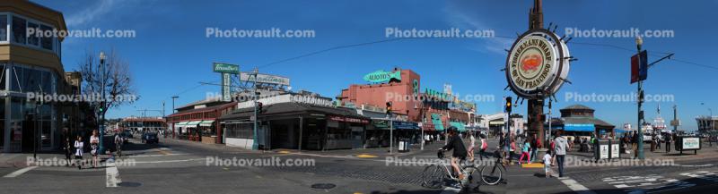 Fisherman's Wharf shops and building panorama