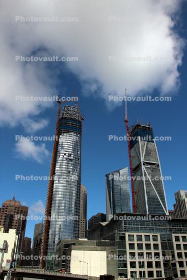 Salesforce Tower under Construction, 181 Fremont, Highrise, skyscraper, cloud