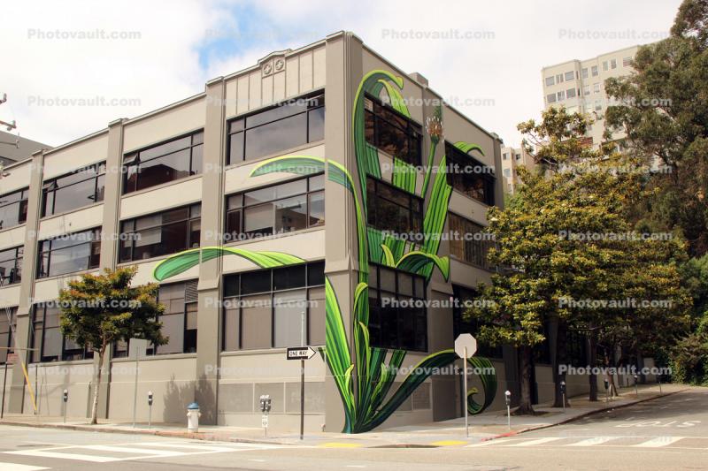 Building with a faux painting plant