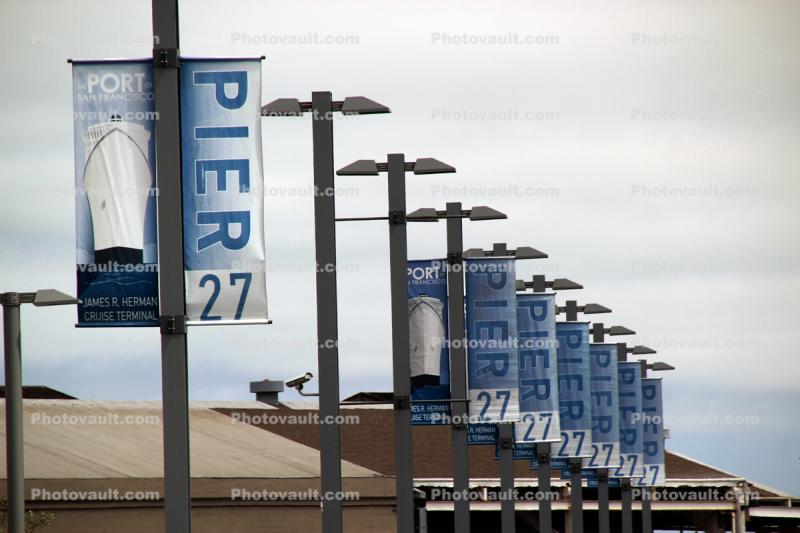 Pier 27 Cruise Terminal, flag banners