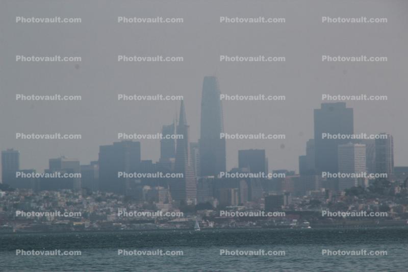 San Francisco Skyline 2018, smoke from the California Fires, haze