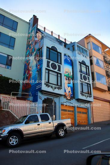 Steep Hill, Pickup Truck, House Painting artwork, Bay Street