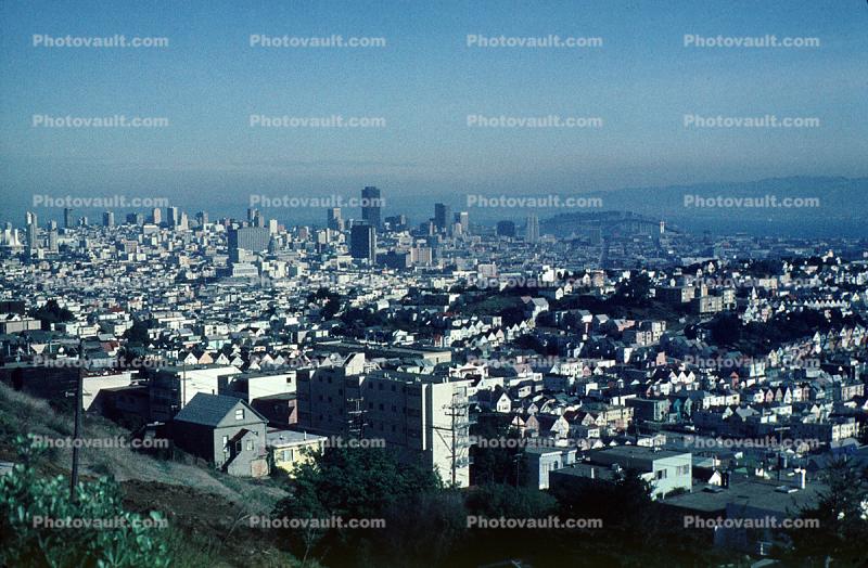 Downtown San Francisco, skyline, Market Street, December 1969, 1960s