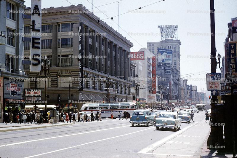 Buildings, Kress, 49 Mile Scenic Drive, Market Street, Cars, July 1960, 1960s
