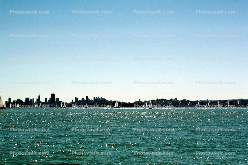 Sailboats, cityscape, skyline, buildings, Outdoors, Outside, Exterior