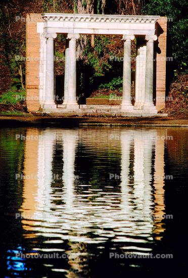 Portals of the Past, building, detail, reflection, pond, water
