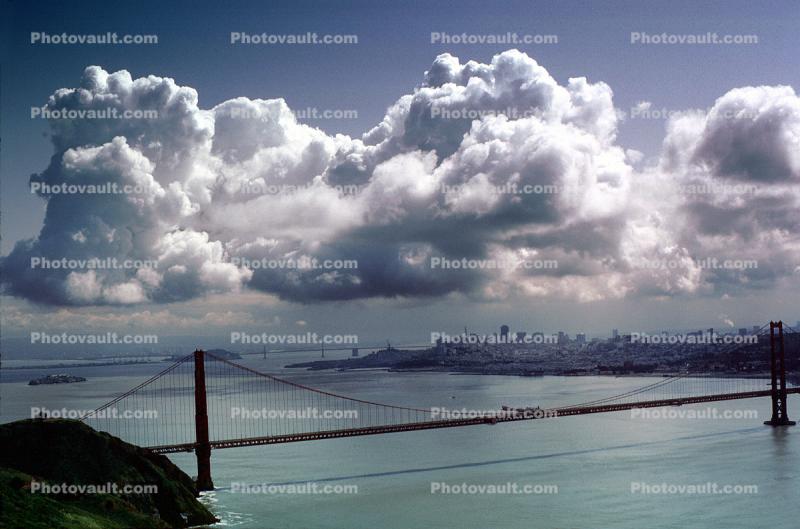 Cumulus Clouds over the Golden Gate Bridge, Cityscape, Skyline, Buildings, Clouds