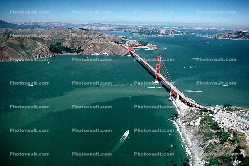 tide, ships, summertime, Golden Gate Bridge, Marin Headlands, Tiburon Peninsula, August 26, 1981, 1980s