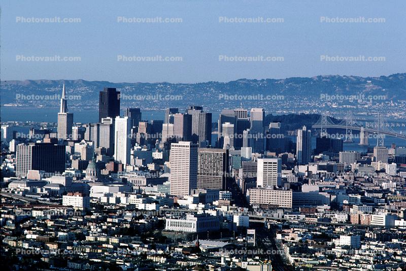 downtown, sunny, cityscape, skyline, buildings, from Twin Peaks