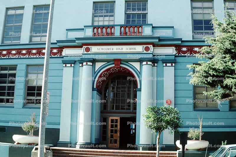 High School, Doorway, Entrance, Arch, Columns, building, detail