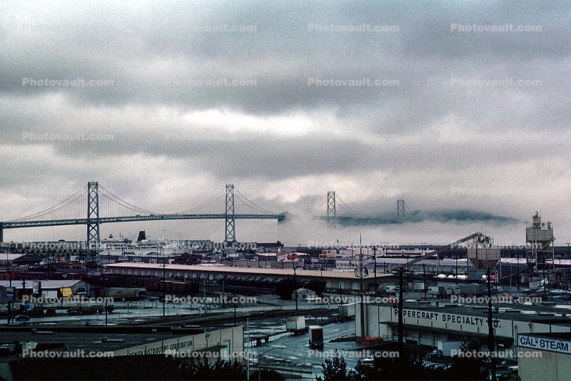 San Francisco Oakland Bay Bridge in the fog, Mission Bay Project, Potrero Hill, dogpatch, fog