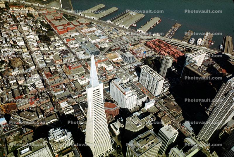 downtown and North-Beach, Transamerica Pyramid, Downtown-SF, piers, docks, downtown