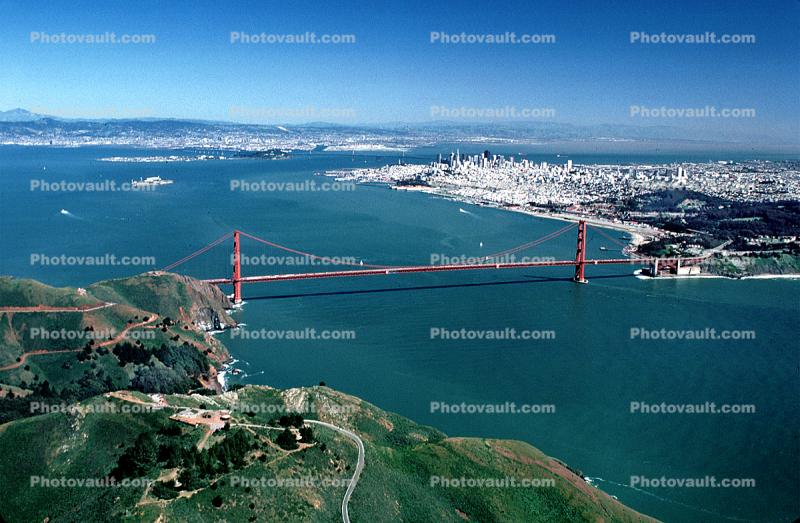 Golden Gate Bridge, Marin Headlands, hills