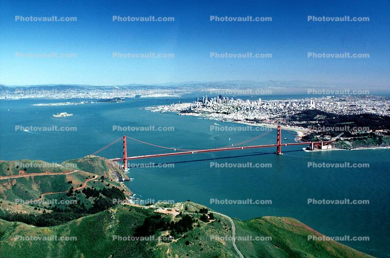 skyline, Golden Gate Bridge, Marin Headlands, hills