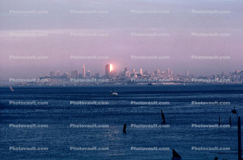 Bank of America Building from Sausalito, Sunset, Sunclipse