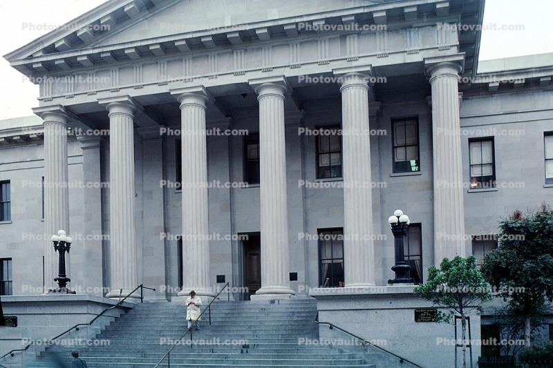 the Old San Francisco Mint, stairs, steps, historic building, columns, Fifth Street