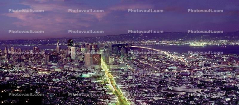 San Francisco from Twin Peaks Downtown, Market Street, Downtown-SF, 17 August 1986