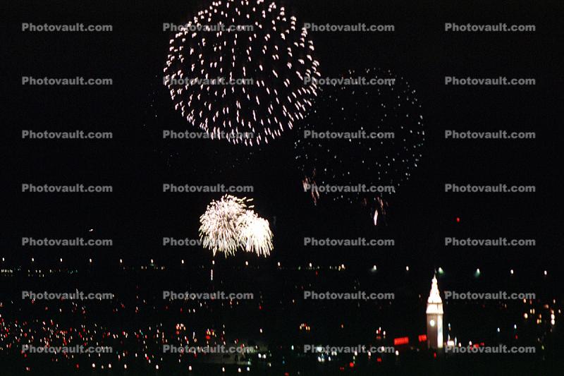 Fireworks, the Embarcadero, 50th anniversary party celebration for the Bay Bridge