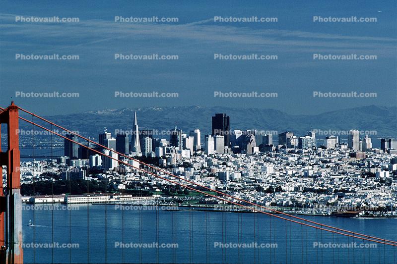 Golden Gate Bridge, downtown, skyscraper, building, skyline