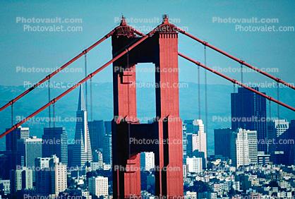 Golden Gate Bridge, downtown, skyscraper, building, skyline, detail