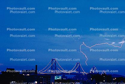 Lightning over the Bay Bridge