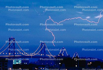 Lightning over the Bay Bridge, San Francisco Oakland Bay Bridge