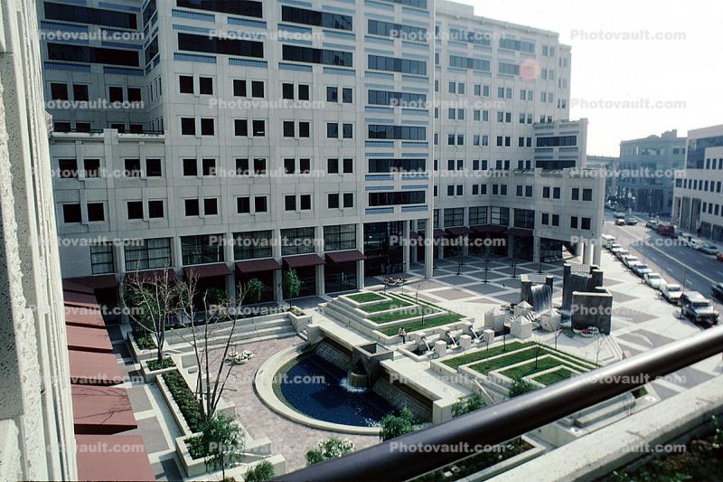 building, office, Water Fountain, aquatics, 2nd street, SOMA, South of Market, December 7 1988, 1980s