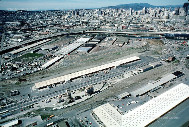 Mission Bay site, Interstate Highway I-280, SOMA, Third Street, buildings, March 3 1989, 1980s