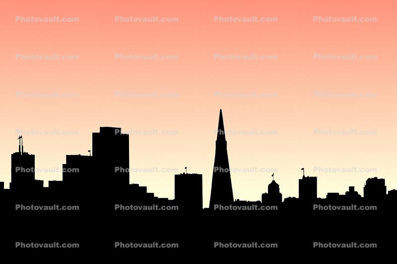 Transamerica Pyramid, San Francisco Skyline, sunset