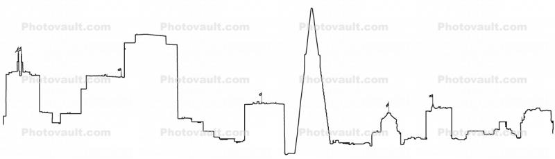 San Francisco Skyline outline, line drawing, shape