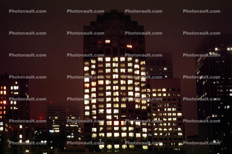 Skyscrapers, Buildings, Nighttime, Downtown