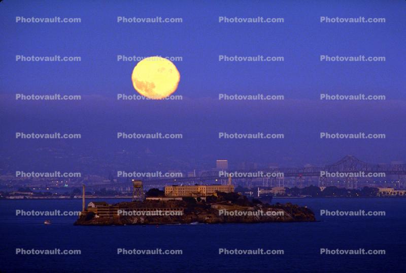 Moonrise over Alcatraz Island, Oakland