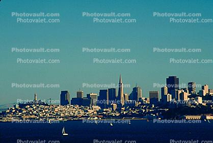 Cityscape, skyline, buildings, skyscraper, Downtown, Outdoors, Outside, Exterior, sailboat