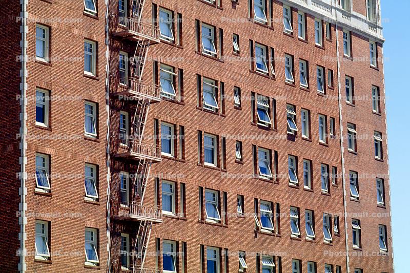 Fire-Escape Ladder, Brick Building, Windows Texture, building, detail