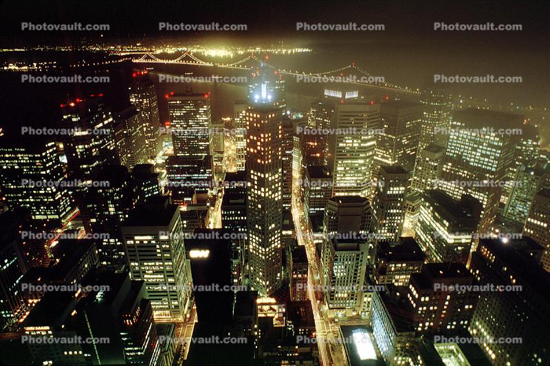 City lights, Cityscape, Skyline, Downtown, Downtown-SF, nighttime, buildings
