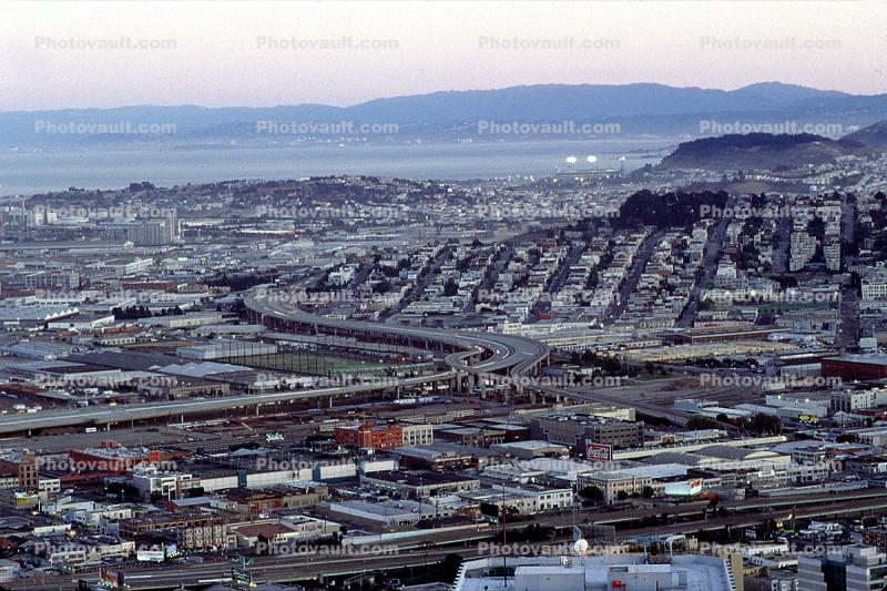 SOMA, looking south, Potrero Hill, Mission Bay Project, Interstate Highway I-280