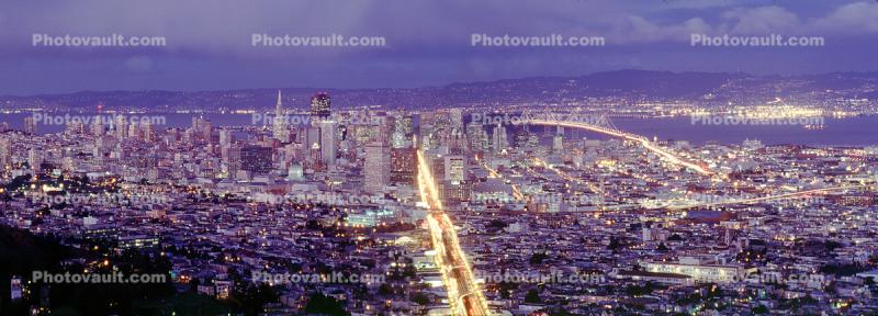 Downtown San Francisco, skyline, Market Street, from Twin Peaks