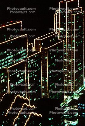 The Embarcadero complex, night, nighttime, lights, buildings, cityscape