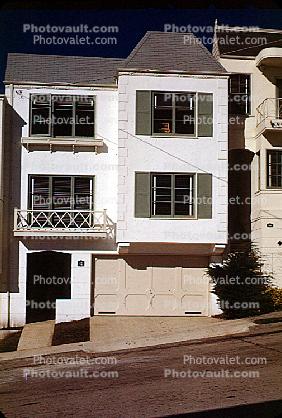 Home, House, Hill, Garage Door, Windows, 1950s