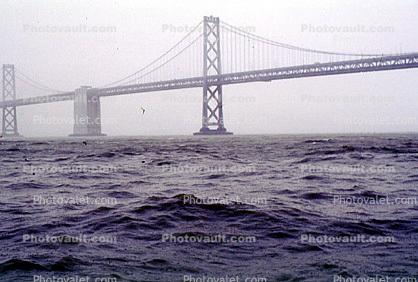 San Francisco Oakland Bay Bridge in the fog