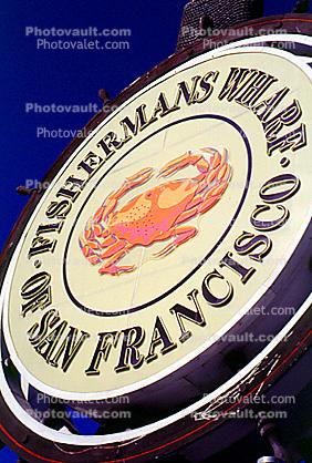 Fishermans Wharf icon, signage, symbol, detail, crab, Fisherman's Wharf Sign, logo, steering wheel