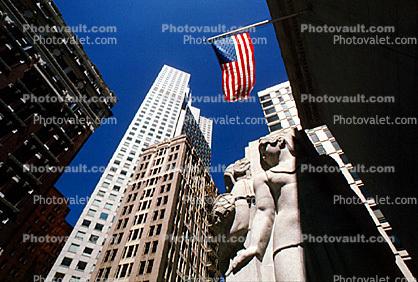 345 California Center Building, Statue, Buildings, highrise, tweezer tower, female statue