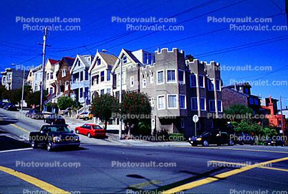 Homes, Buildings, Turret, Windows, Cars, Intersection, Tower, Castle