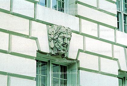 Face, Sculpture, Building, Man, Male, Beard, bar-Relief, detail