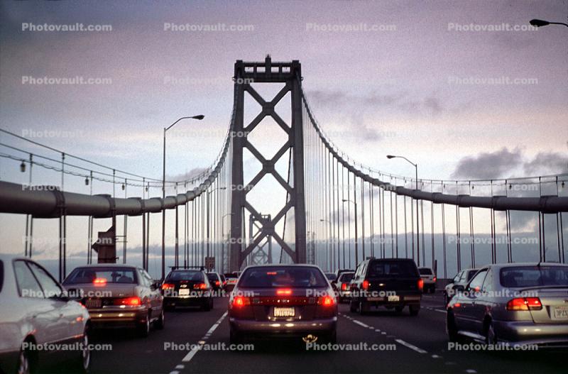 San Francisco Oakland Bay Bridge, Cars, Level-F Traffic, automobile, vehicles