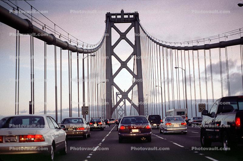San Francisco Oakland Bay Bridge, Level-D Traffic, Cars, automobile, vehicles