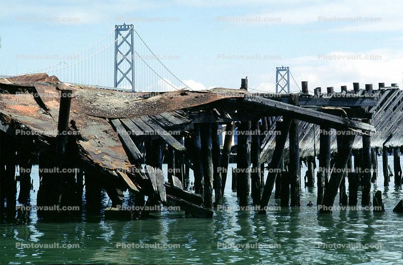 decaying pier, decay, blight, San Francisco Oakland Bay Bridge