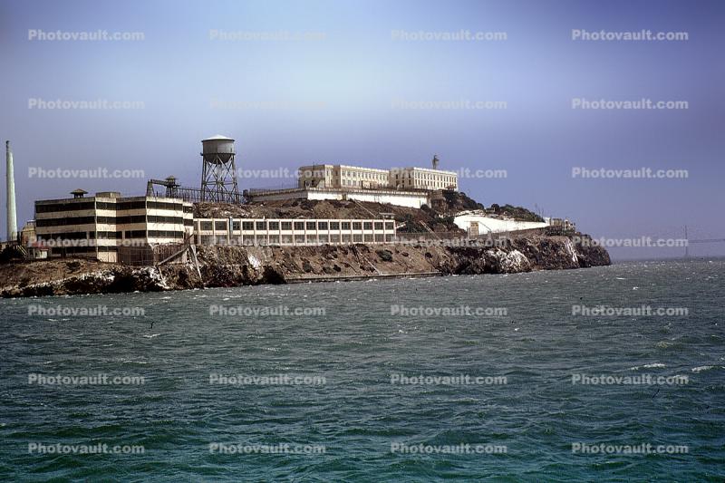 buildings, water tower, August 1966, Alcatraz Island, 1960s